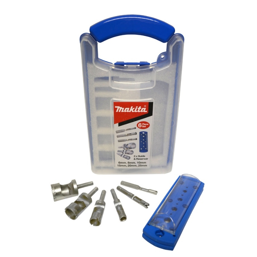 Makita 6 Piece + 2 x Guide Reservoir Diamond Hole Saw Kit P-83646 Image 1